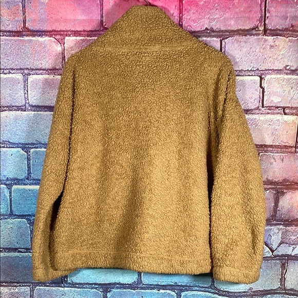 Tommy Hilfiger Tan Sherpa Fleece Pullover 1/4 Zip Large Cozy Winter Sweater - Picture 5 of 10